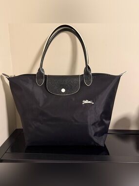 Longchamp Black Le Pliage Nylon Large Tote Bag authentic